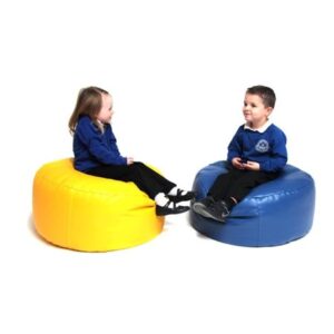 Primary Bean Bag Circle in faux leather.
