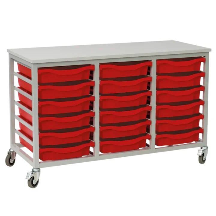 Metal Tray Storage unit - 18 shallow trays
