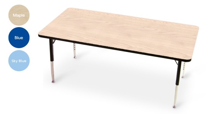 Height adjustable rectangular table