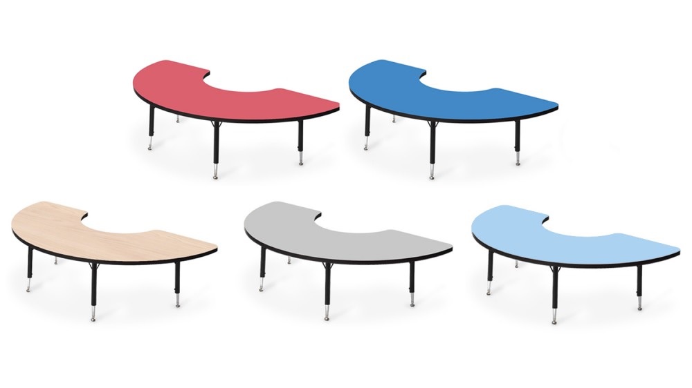 Height adjustable arc table