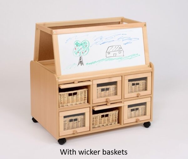 Double Sided Unit with Doors - Dry Wipe Magnetic Easel Top - Image 4