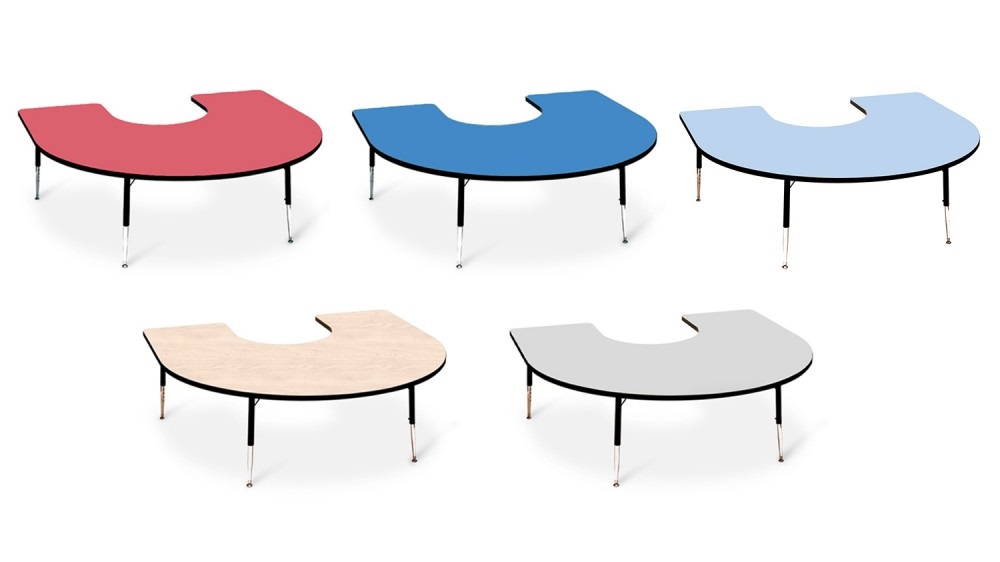Height adjustable horseshoe table