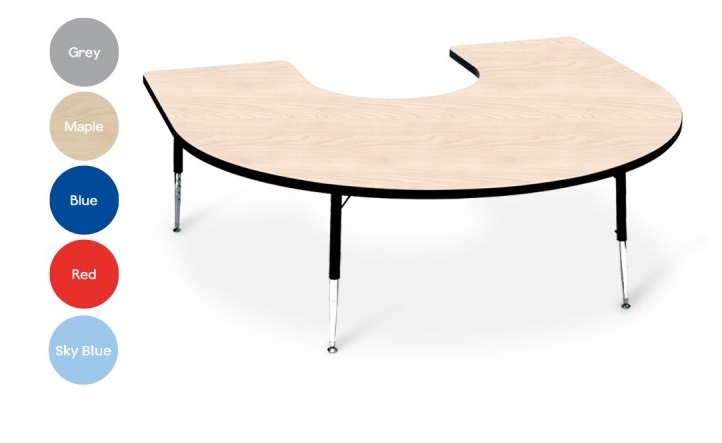 Height adjustable horseshoe table