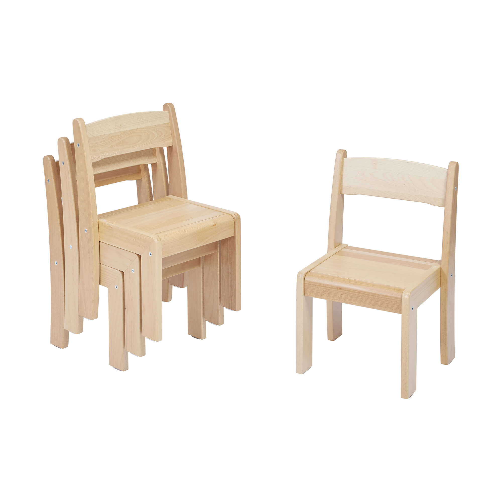 Solid Beech Stackable Chairs 4 Pk - Image 3