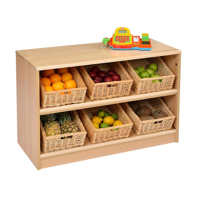 Room Scene Angled Tidy Store with wicker baskets