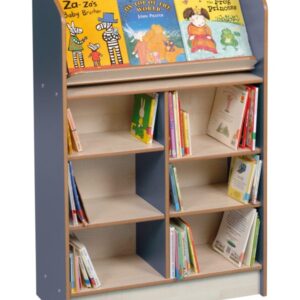 Single Sided Bookcase for schools in stormy blue