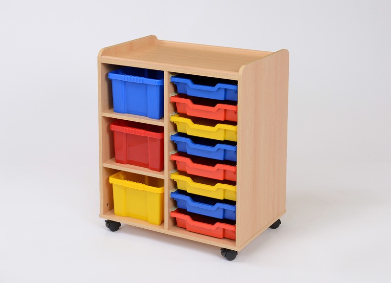 Storage Unit with 3 Deep/8 Shallow Plastic Trays - Image 2