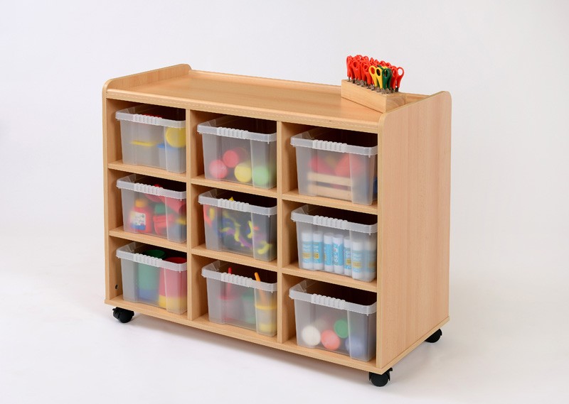Storage Unit with 9 Deep Plastic Trays