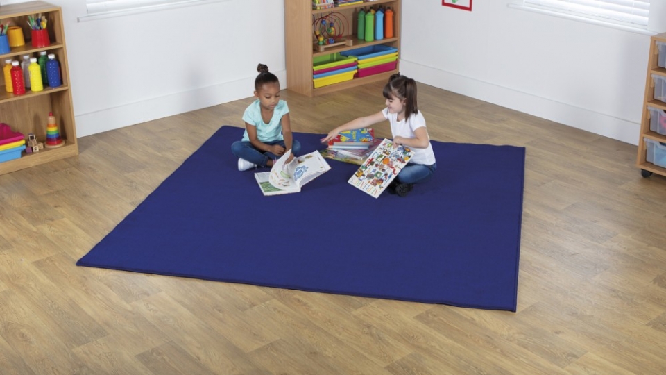 Luxury Square Classroom Carpet - Grey/Blue - Image 3