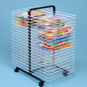 Mobile Drying Rack with 40 shelves and castors for paintings