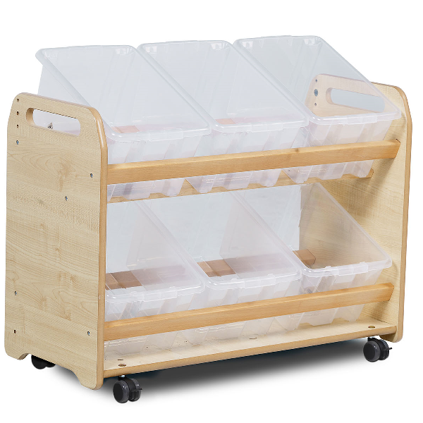 Tilt Tote Storage with 6 Tubs/Baskets