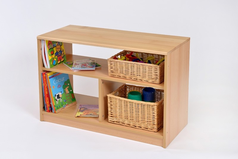 Room Scene Open Bookcase Unit with two shelves and solid beech top