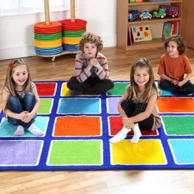 Rainbow Squares Carpet 2x2m