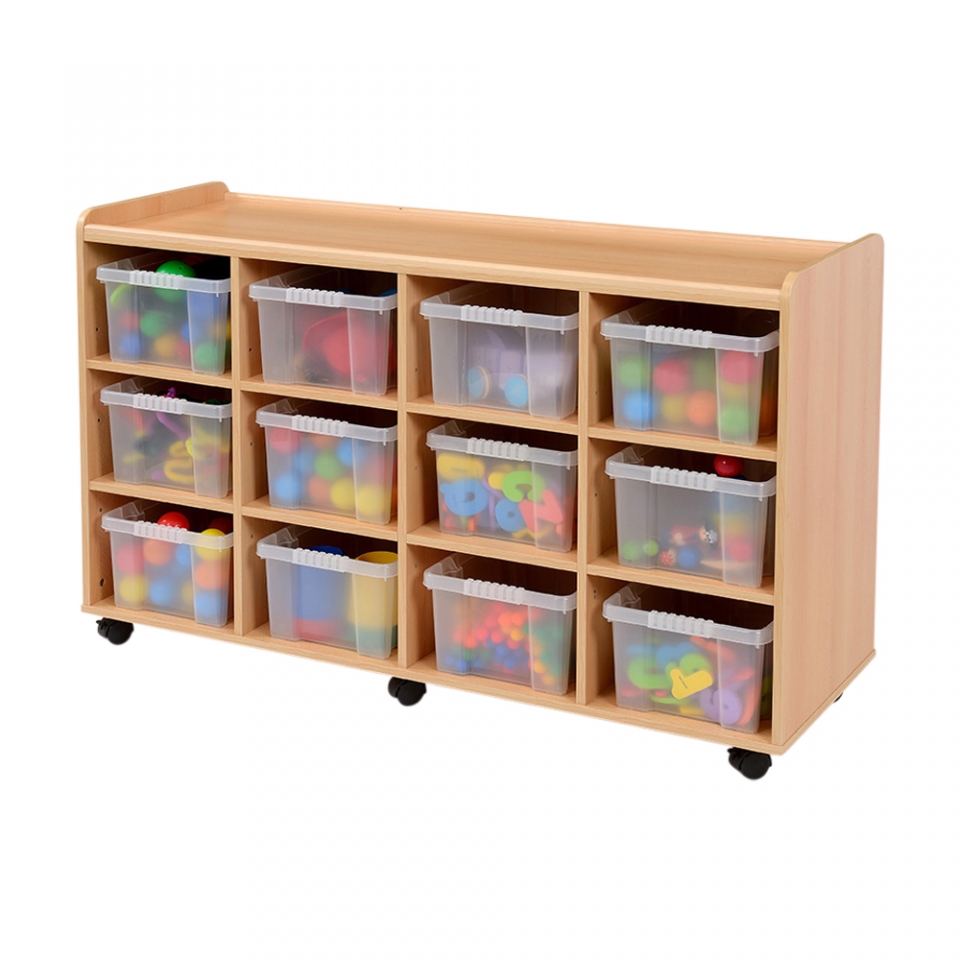 Storage Unit with 12 Deep Plastic Trays