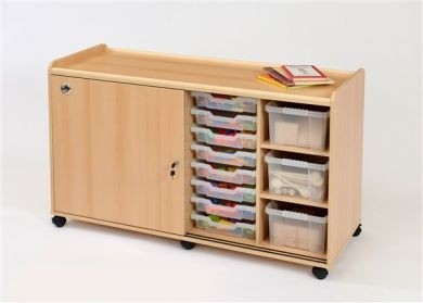 Storage Unit with 6 Deep/16 Shallow Trays with Doors