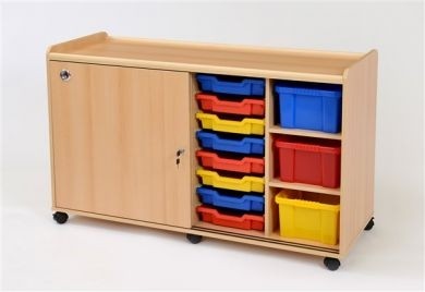 Storage Unit with 6 Deep/16 Shallow Trays with Doors - Image 2