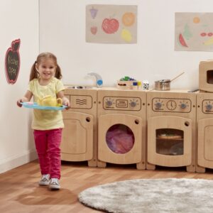 Stamford play kitchen including sink, washer, cooker, fridge and microwave.