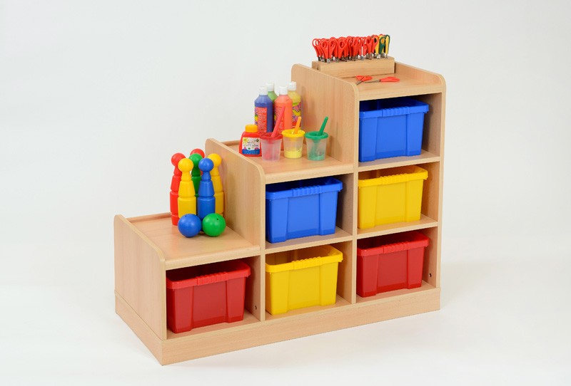 Tiered Storage Unit - 6 Plastic Trays (Left)
