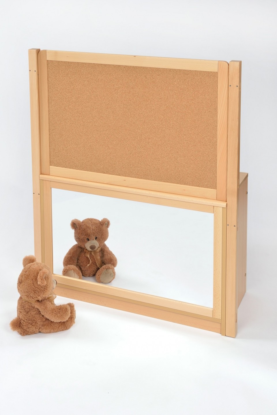 Room Scene Bookcase with Cork Divider and Mirror Back - Image 2