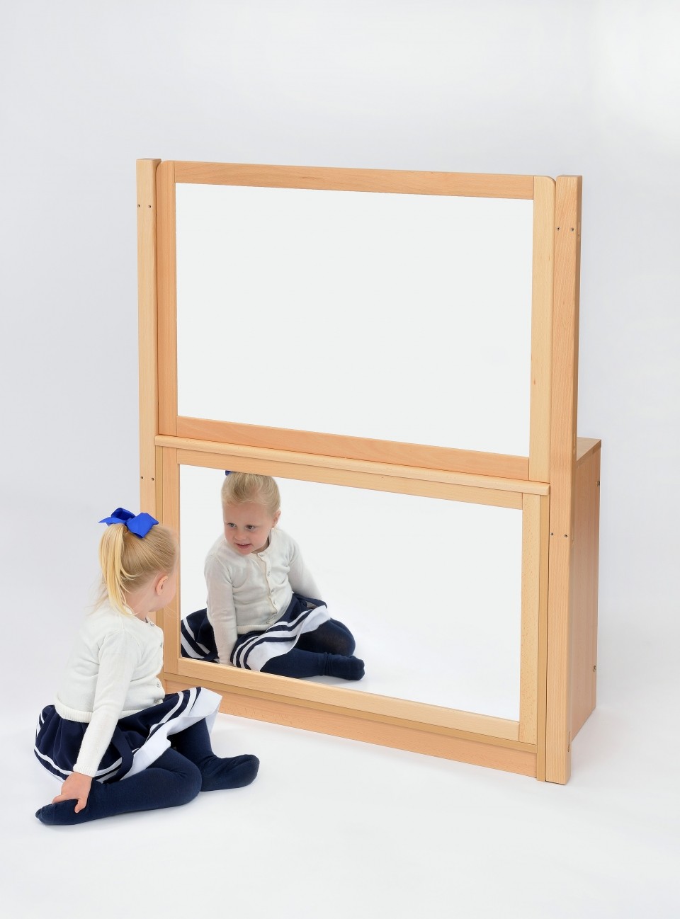 Room Scene Bookcase with Dry Wipe Divider and Mirror Back - Image 2