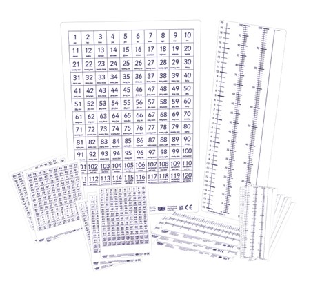 Counting pack including teacher and 30 pupil counting boards, number lines, and other resources