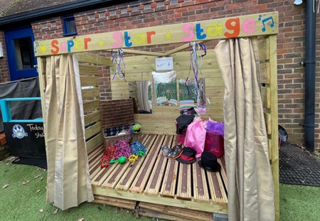 Wooden Playground Stage with curtains and props