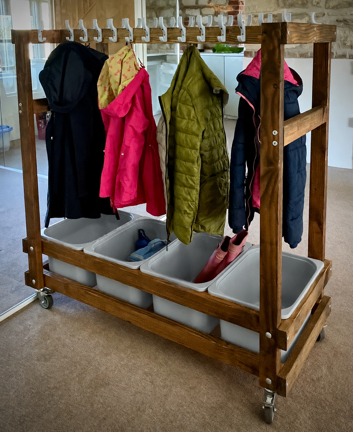 Wooden Mobile Coat Rack