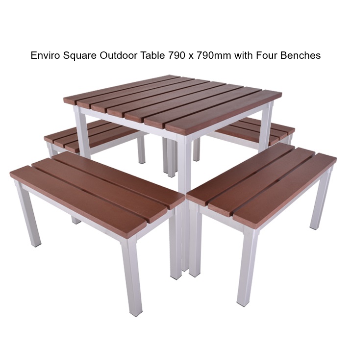 Enviro Outdoor Square Table with Four Benches - Image 4
