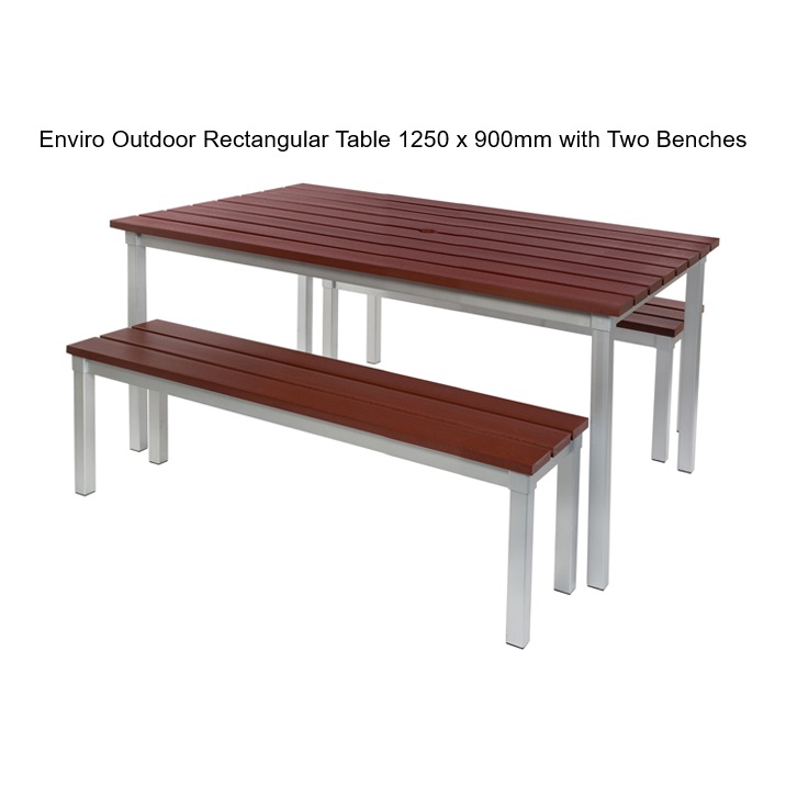 Enviro Outdoor Rectangular Table with Two Benches - Image 2