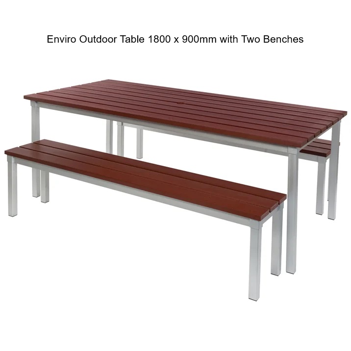 Enviro Outdoor Rectangular Table with Two Benches - Image 3