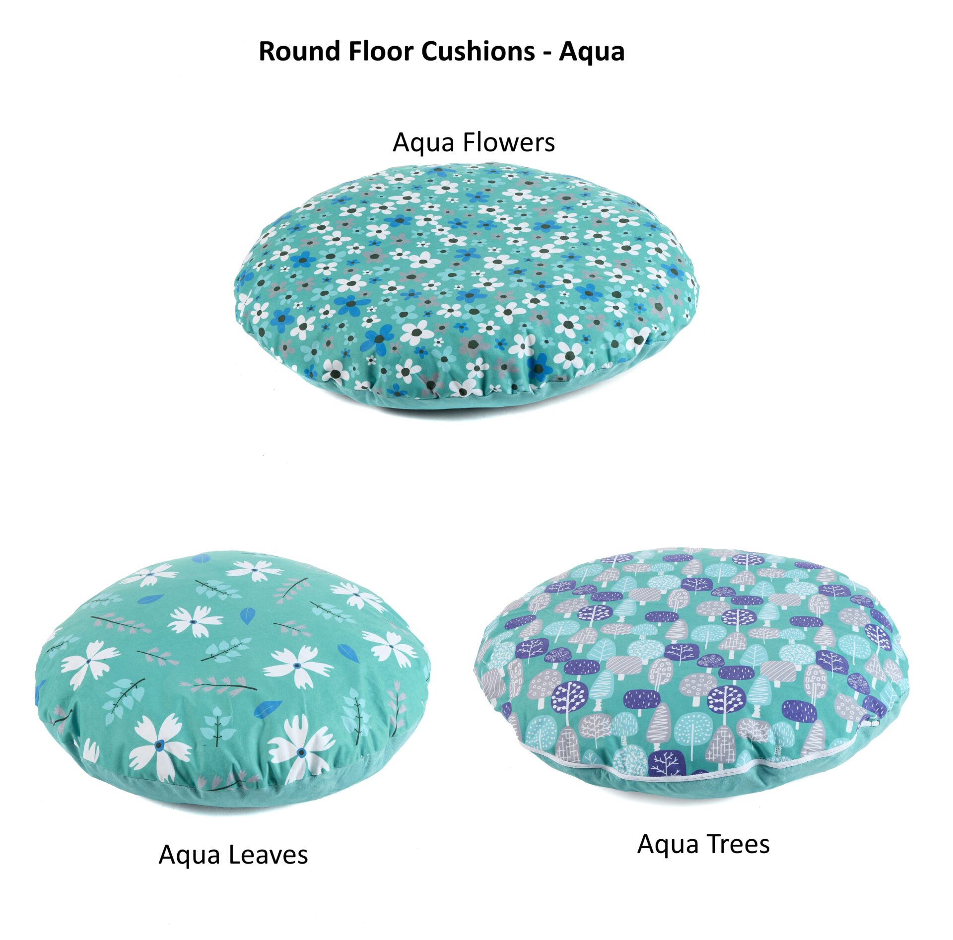 Round Floor Cushions Aqua