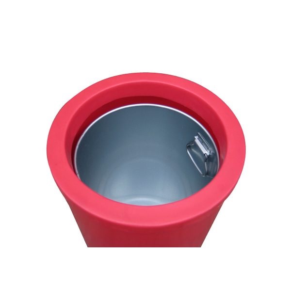 Top of crayon litter bin showing galvanised steel liner