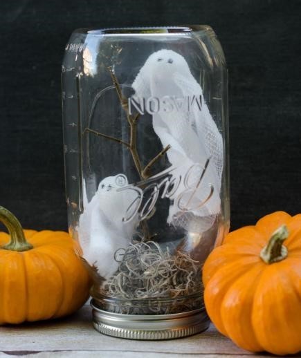 finished ghost lantern jar