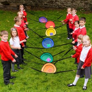 Catch and balance bands team game