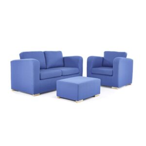 Richmond Sofa Set in blue consisting of Sofa, Chair and Footstool