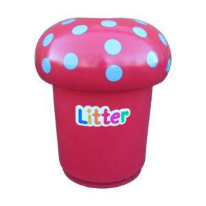Mushroom bin with spots and letters