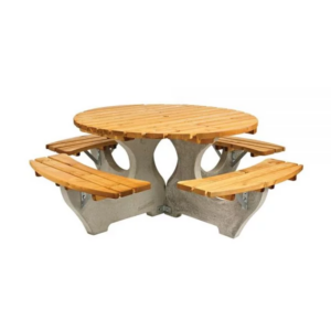 Timber and Concrete Round Picnic Bench
