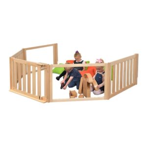 Sleek and attractive Room Scene Set 11. Classroom or nursery furniture with dividing fence and perspex panels with gate