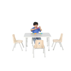Thrift Rectangular Classroom Table in Grey to seat up to 4 children
