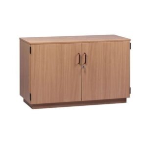 low level wooden classroom stock cupboard - h768mm. With two lockable doors