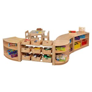 Room Scene Set 7 furniture for classroom or nursery with shelves and storage
