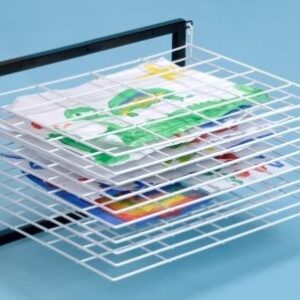 wall mounted drying rack for artwork with 10 shelves