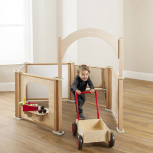 Play space defined by a Bambino Tall Arch - 6 Panel Set in a nursery setting
