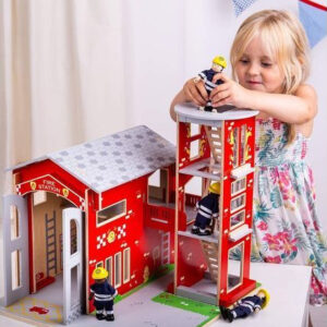wooden fire station play set