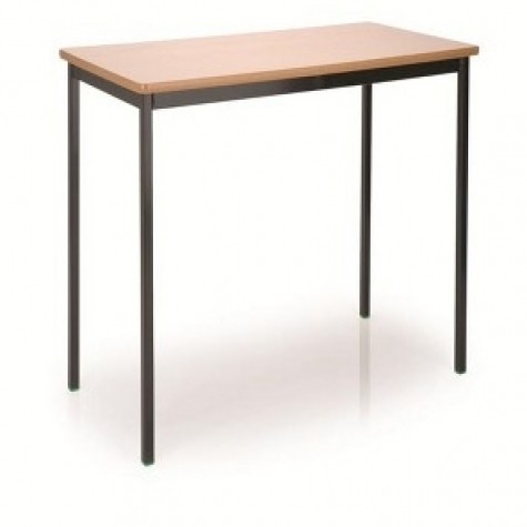 Fully welded rectangular spiral stacking classroom table with wooden top and black frame