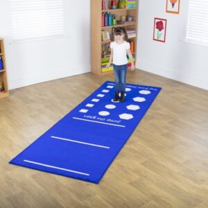 Child playing on a Hurdles and Hop Shapes Carpet