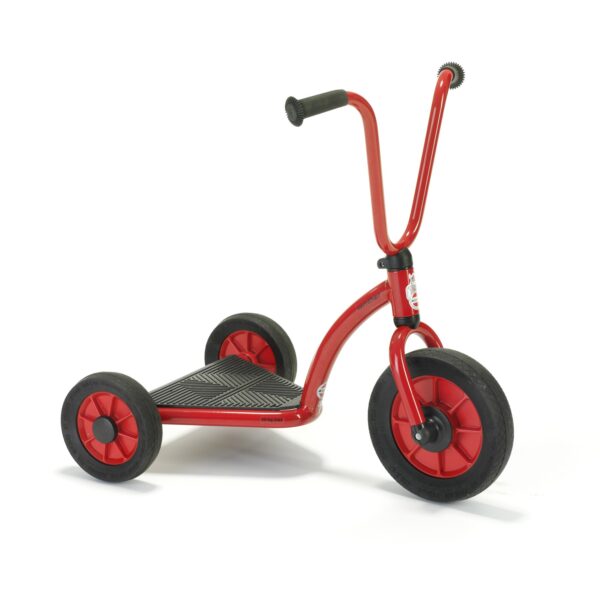 bright red and black Winther Mini Viking Scooter.