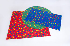 PVC table covers for classroom or nursery. Patterned fabric