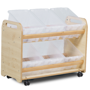 Tilt Tote Storage with 6 Tubs/Baskets