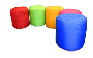 Primary Bean Bag Stool shown in 5 colours